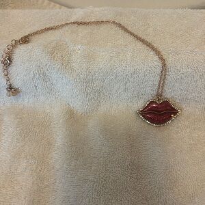 Betsey Johnson rose gold lips necklace